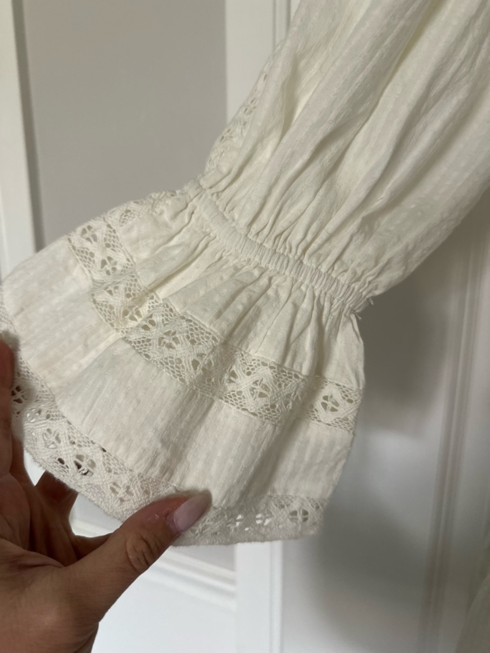 Sézane NWT Abigail Cream Eyelet Button-Front Mini Dress - Picture 3 of 6
